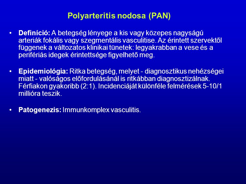 diffúz kötőszöveti betegségek periarteritis nodosa
